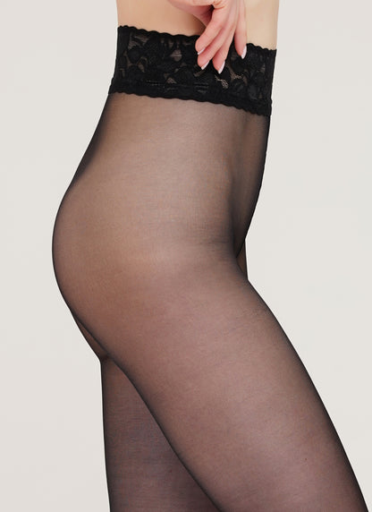 Tights with a lace waistband on a silicone base Impresso 20 Den