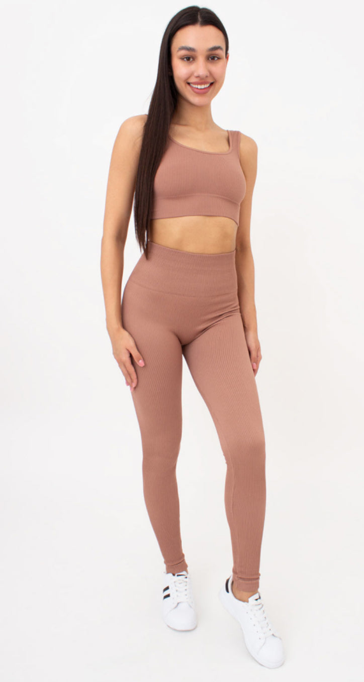 Seamless Ribbed High-Waisted Push-Up Leggings for Women - Yoga, Workout, Gym, and Casual Wear